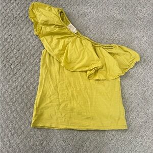 Nation LTD Yellow Asymmetrical Ruffled Blouse